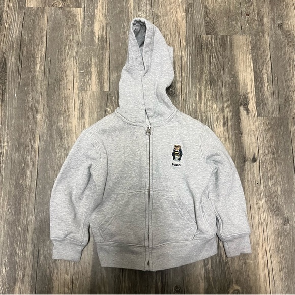 Polo Ralph Lauren Toddler Boys Polo Bear Logo Zip Up Hoodie Sz 3T - Picture 1 of 5